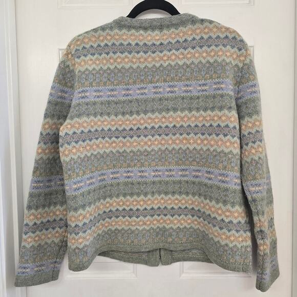 Vintage Frost Lambs Wool Cardigan Sweater M Nordic Fair Isle Hook Cottagecore - Picture 2 of 7